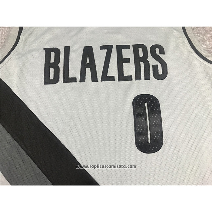 Camiseta Portland Trail Blazers Damian Lillard #0 Earned 2020-21 Gris